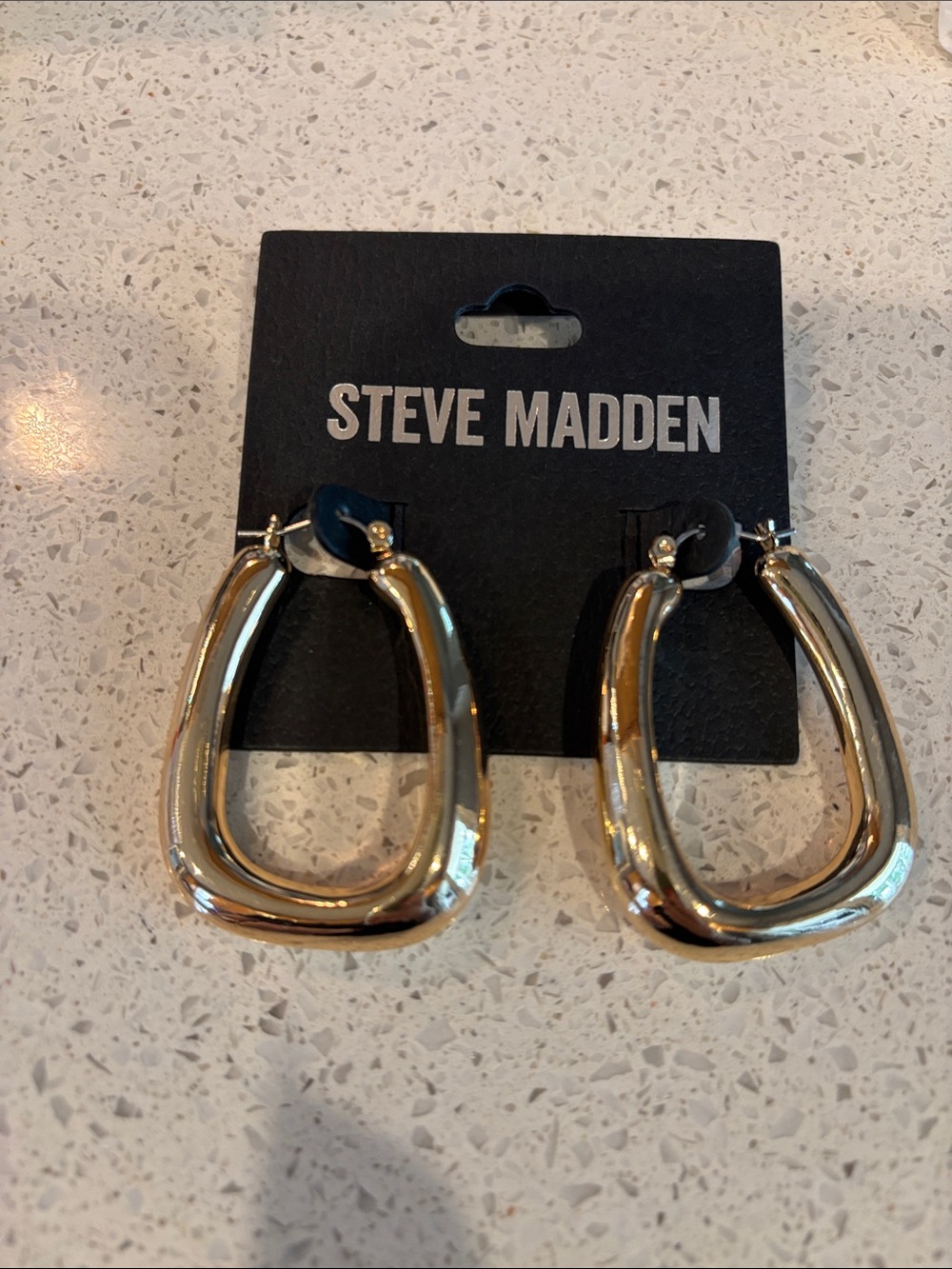 Steve Madden Shiny Gold Irregular Hoop Earrings